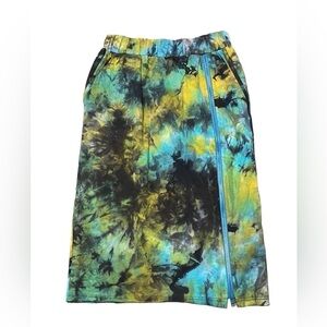 TOV Los Angles tie dye pull on midi skirt with pockets and zipper accent